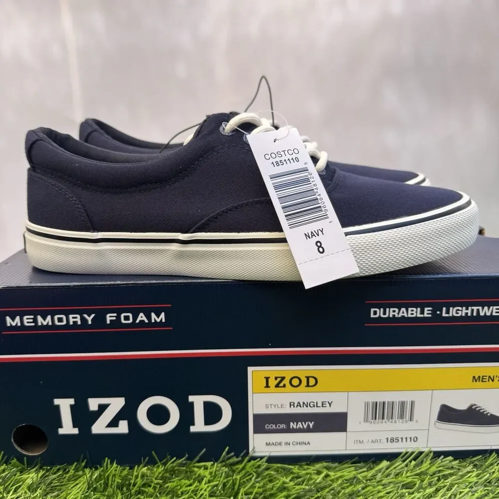 Izod Men's Rangley Canvas Memory Foam Navy Lace Up Sneaker Shoes Size 8